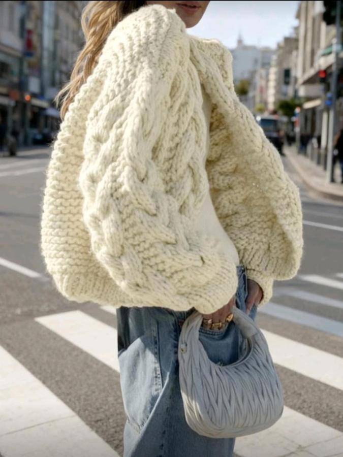 Wild Honey braided cable, hand knitted cardigan