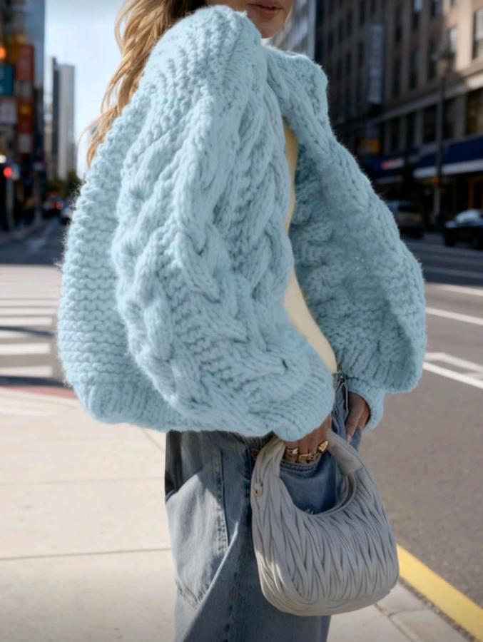 Wild Honey braided cable, hand knitted cardigan