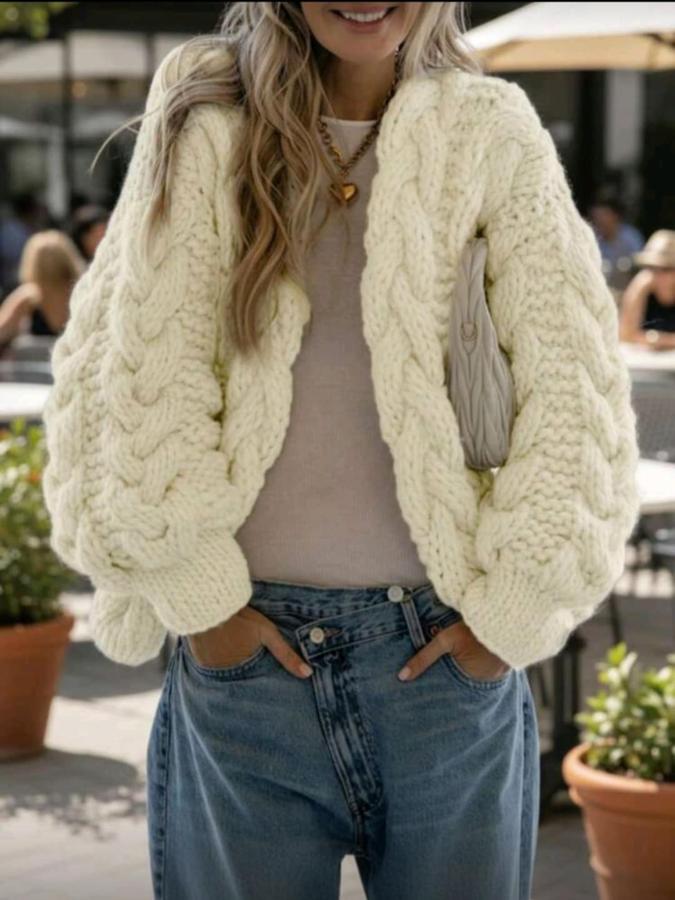 Wild Honey braided cable, hand knitted cardigan