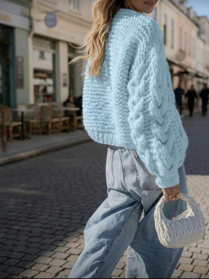 Wild Honey braided cable, hand knitted cardigan