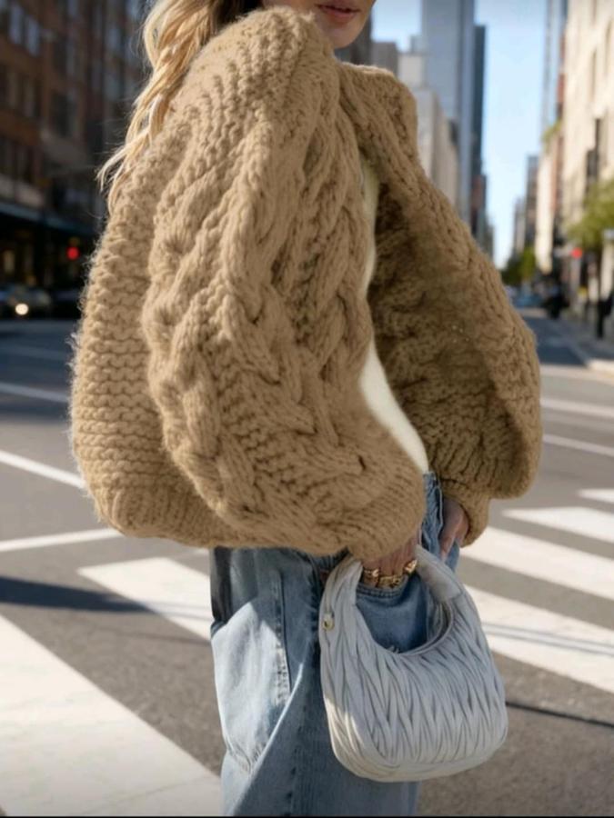 Wild Honey braided cable, hand knitted cardigan