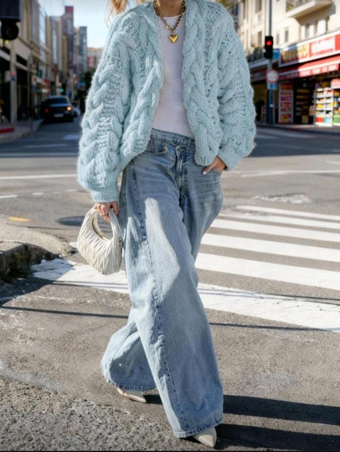 Wild Honey braided cable, hand knitted cardigan