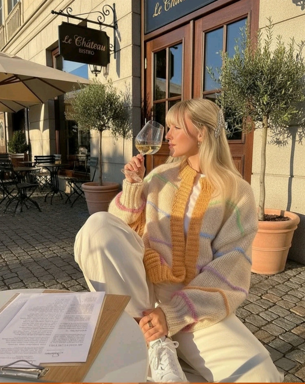 Desert Sunset braided cable, hand knitted cardigan