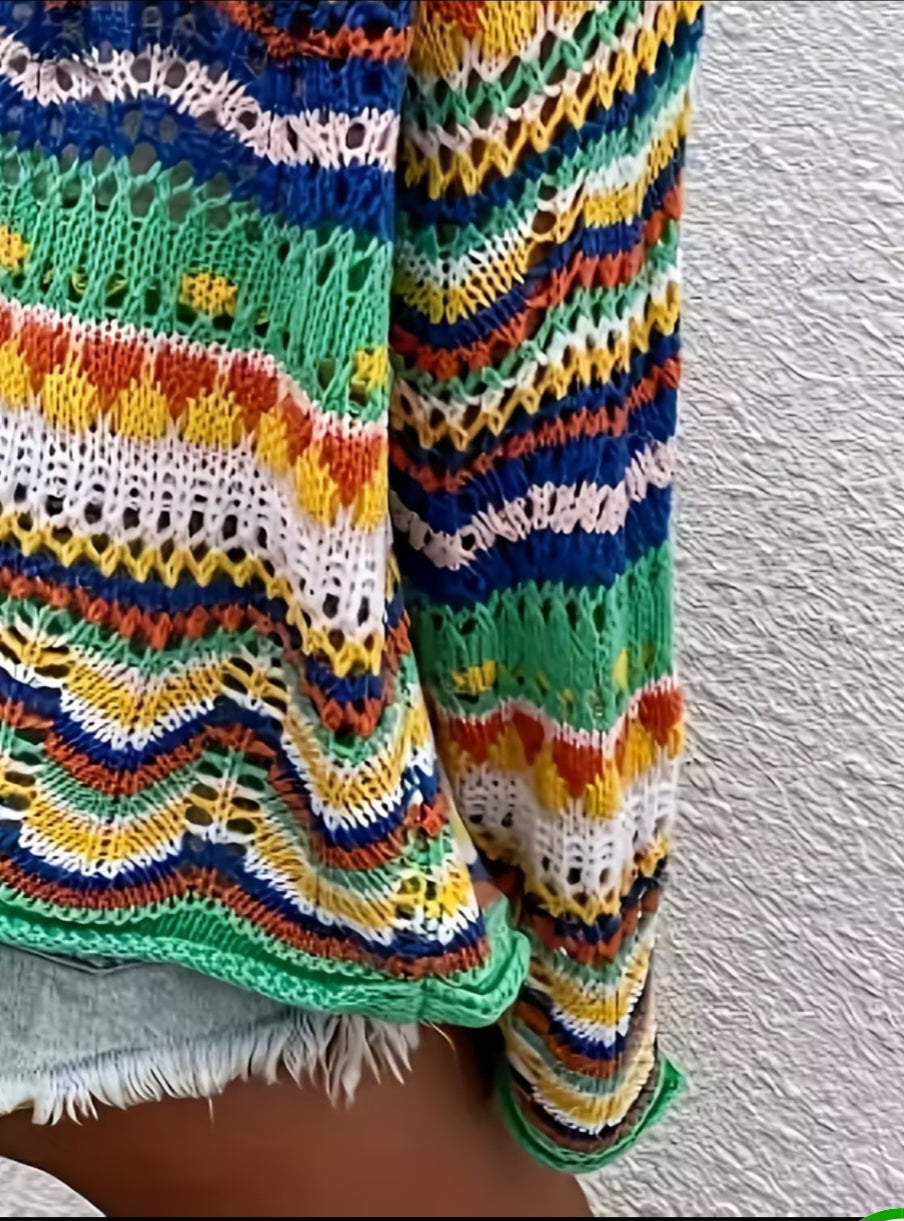 Green Fields braided cable, hand knitted cardigan