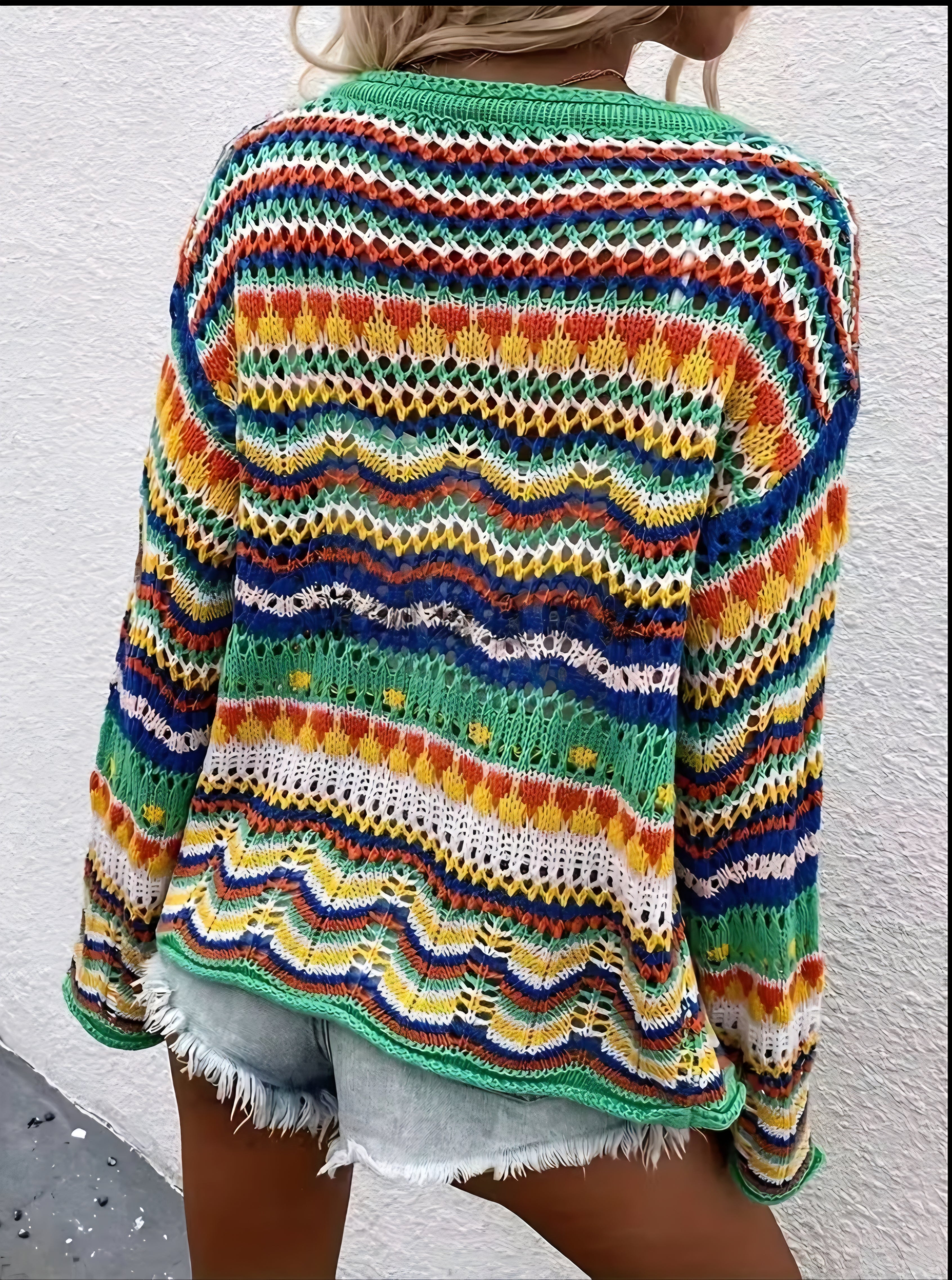 Green Fields braided cable, hand knitted cardigan