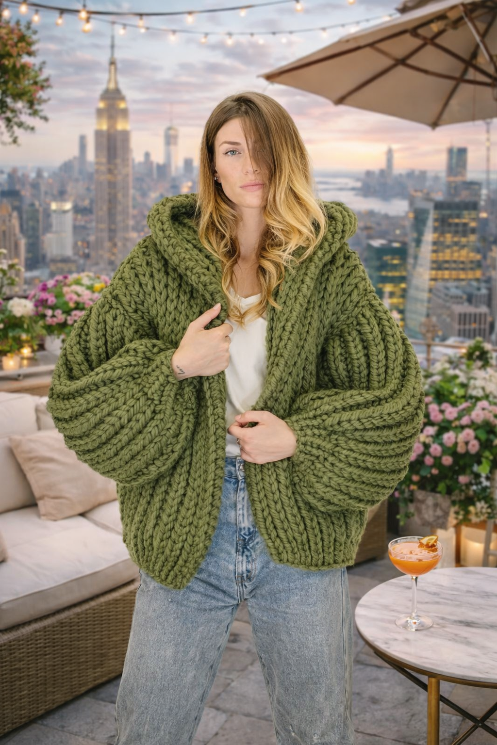 Nightspell braided cable, hand knitted cardigan