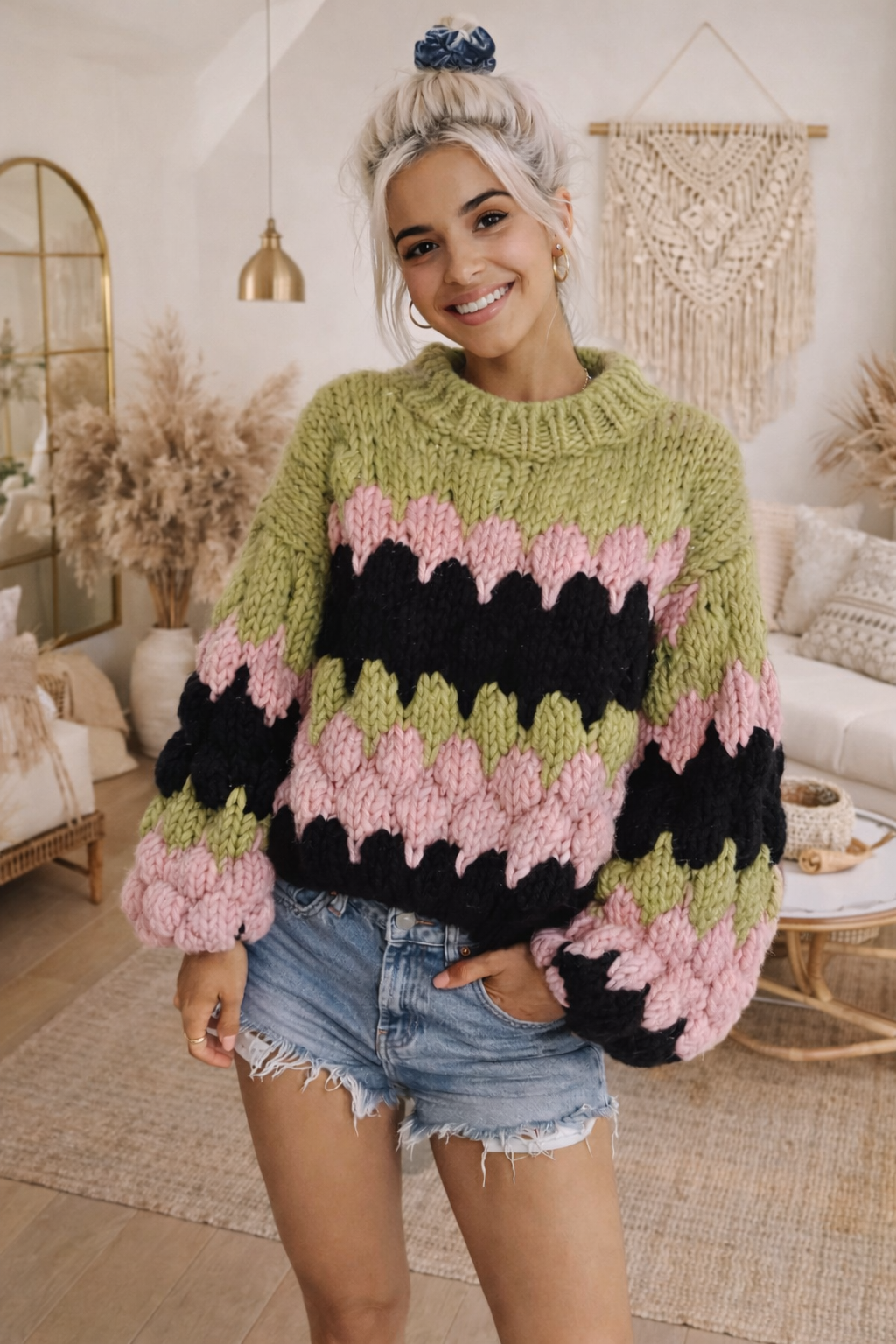 Wild Honey chunky, hand knitted sweater