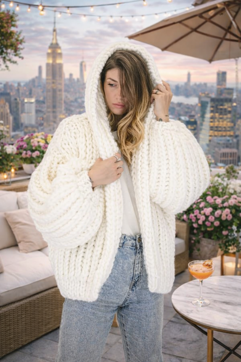 Nightspell braided cable, hand knitted cardigan