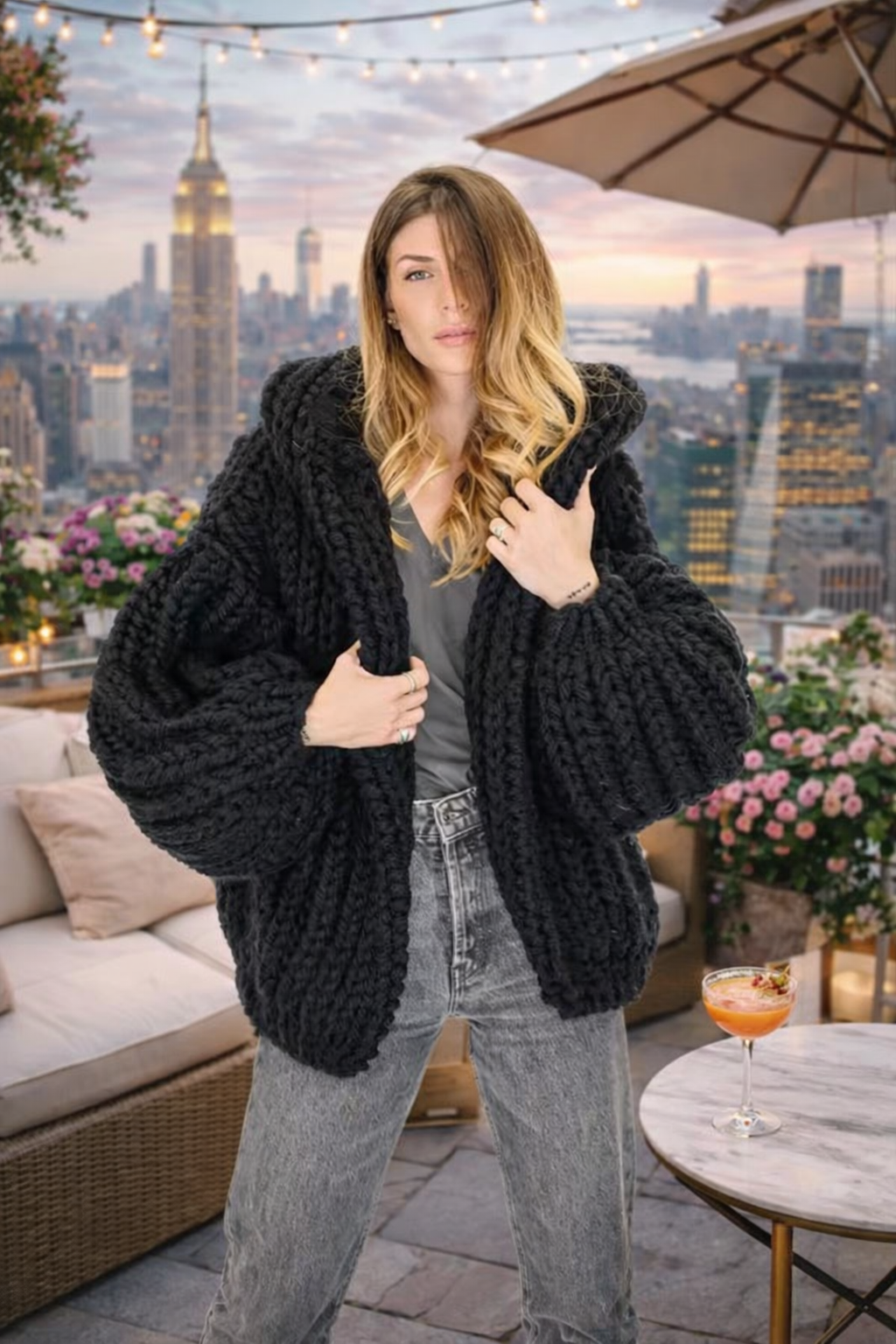 Nightspell braided cable, hand knitted cardigan