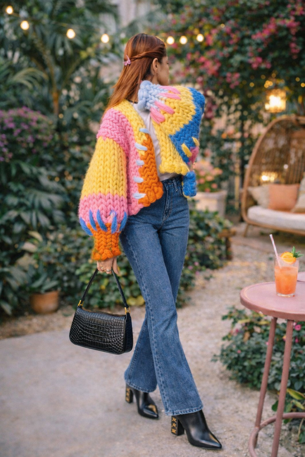 Dreamweaver unique, chunky multicoloured cardigan