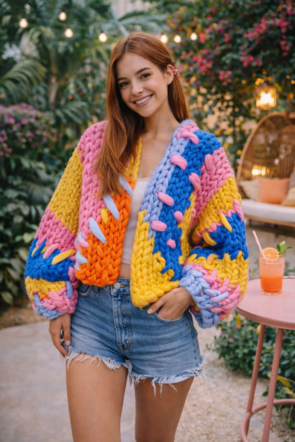 Dreamweaver unique, chunky multicoloured cardigan