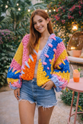 Dreamweaver unique, chunky multicoloured cardigan