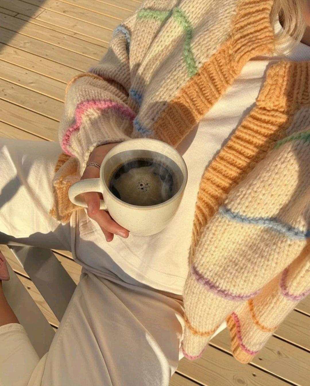 Desert Sunset braided cable, hand knitted cardigan