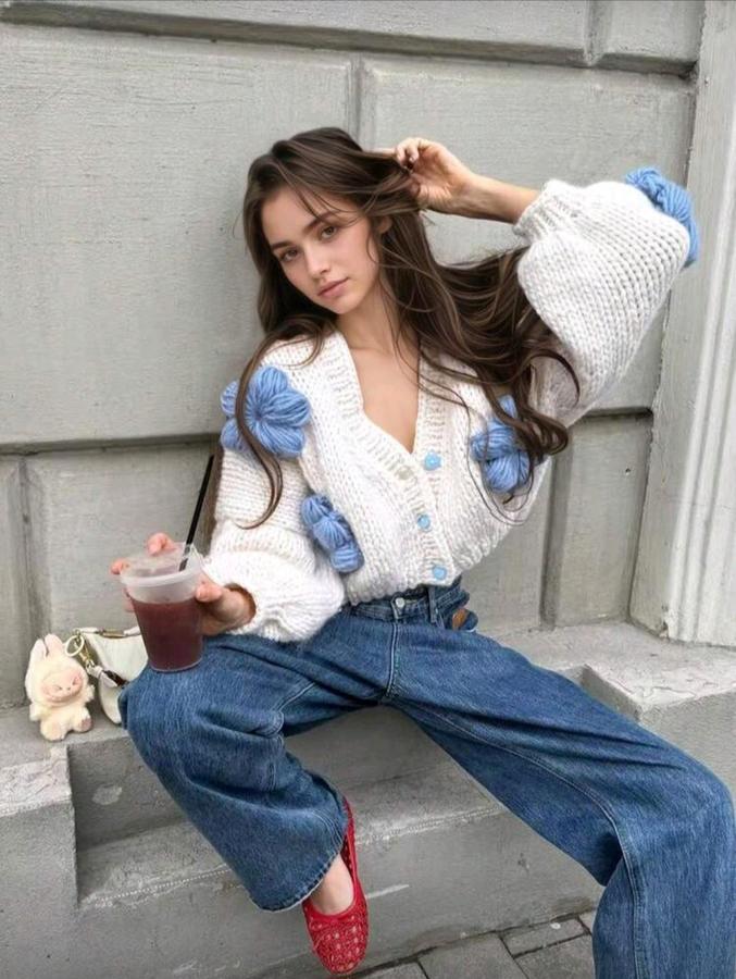 Flower Power flower embroidered cardigan