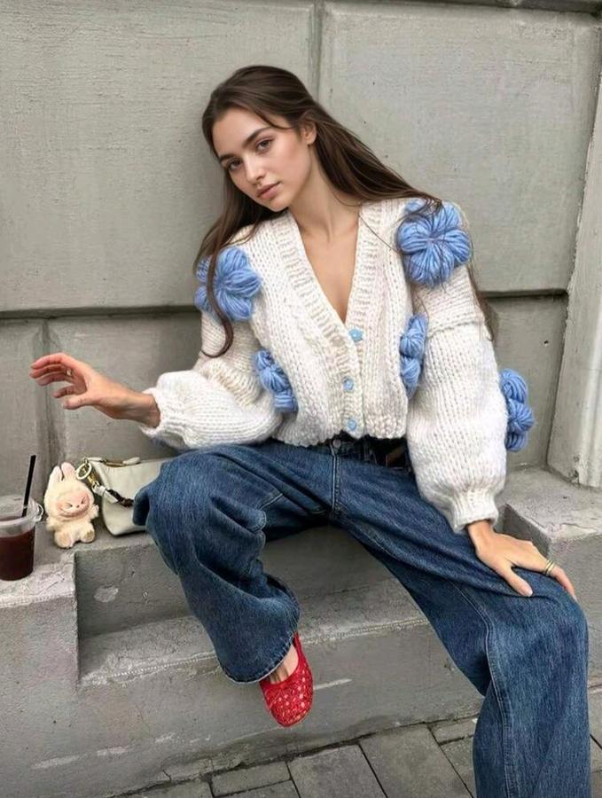 Flower Power flower embroidered cardigan