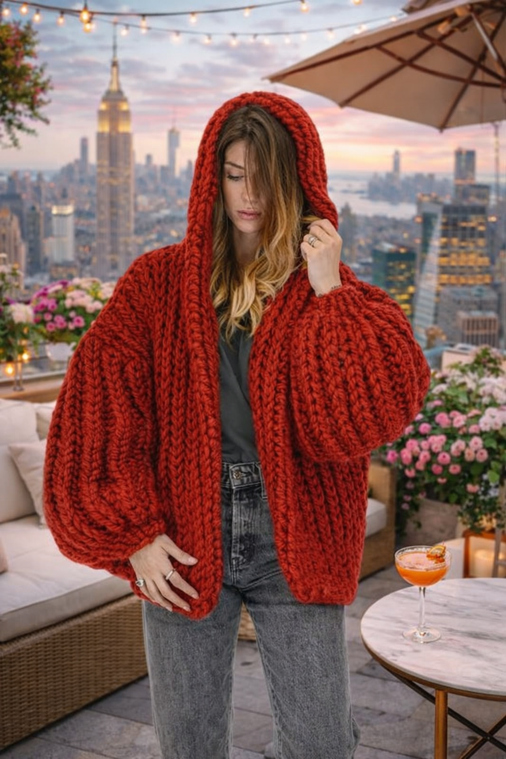 Nightspell braided cable, hand knitted cardigan