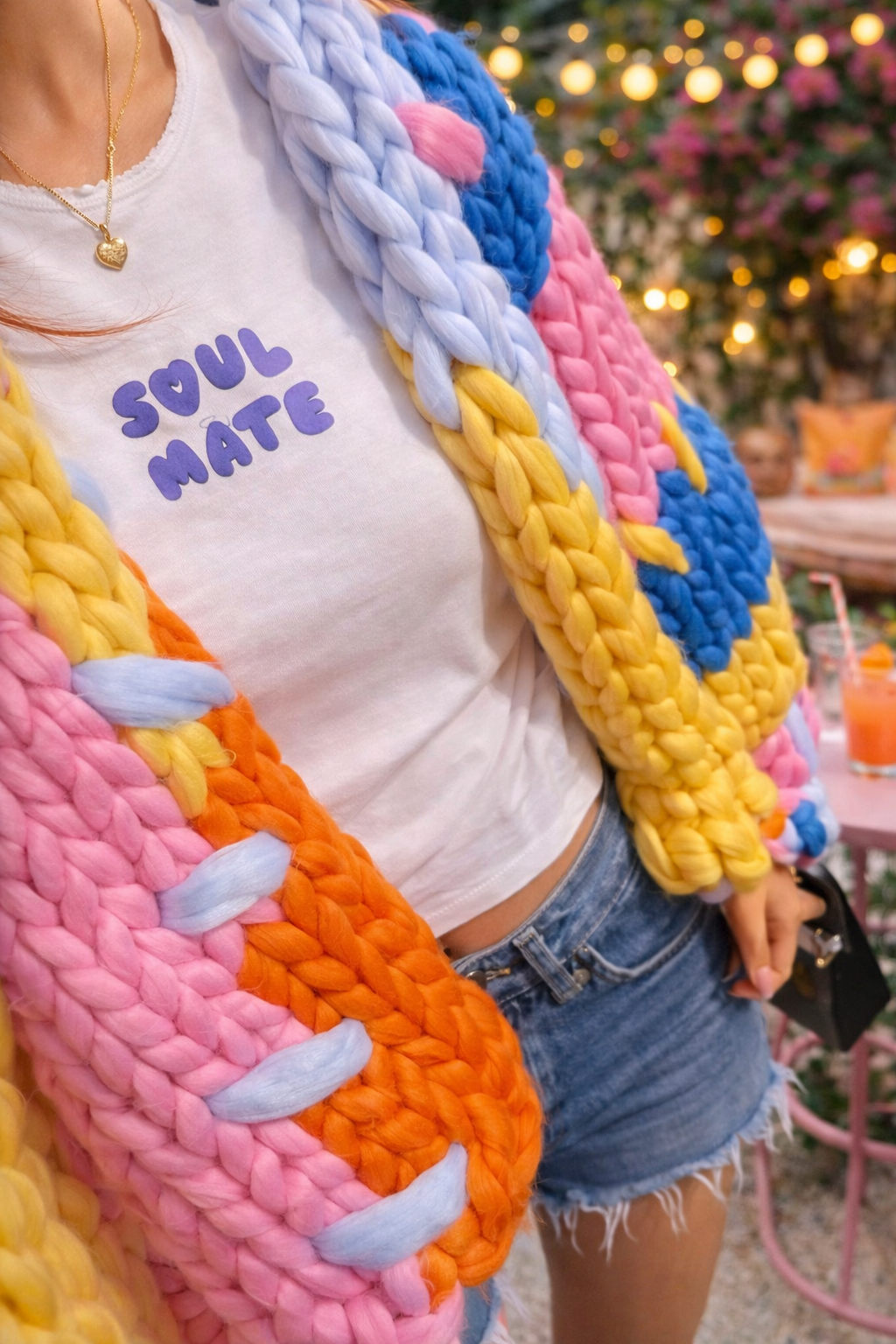 Dreamweaver unique, chunky multicoloured cardigan