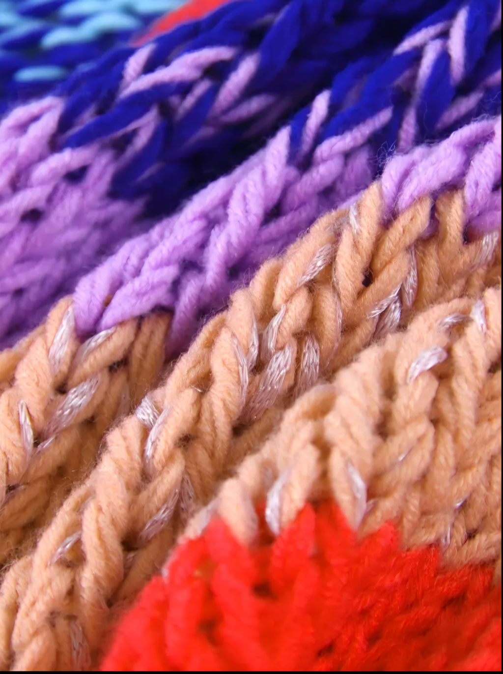 Hand knitted oversized, soft, multicoloured cardigan