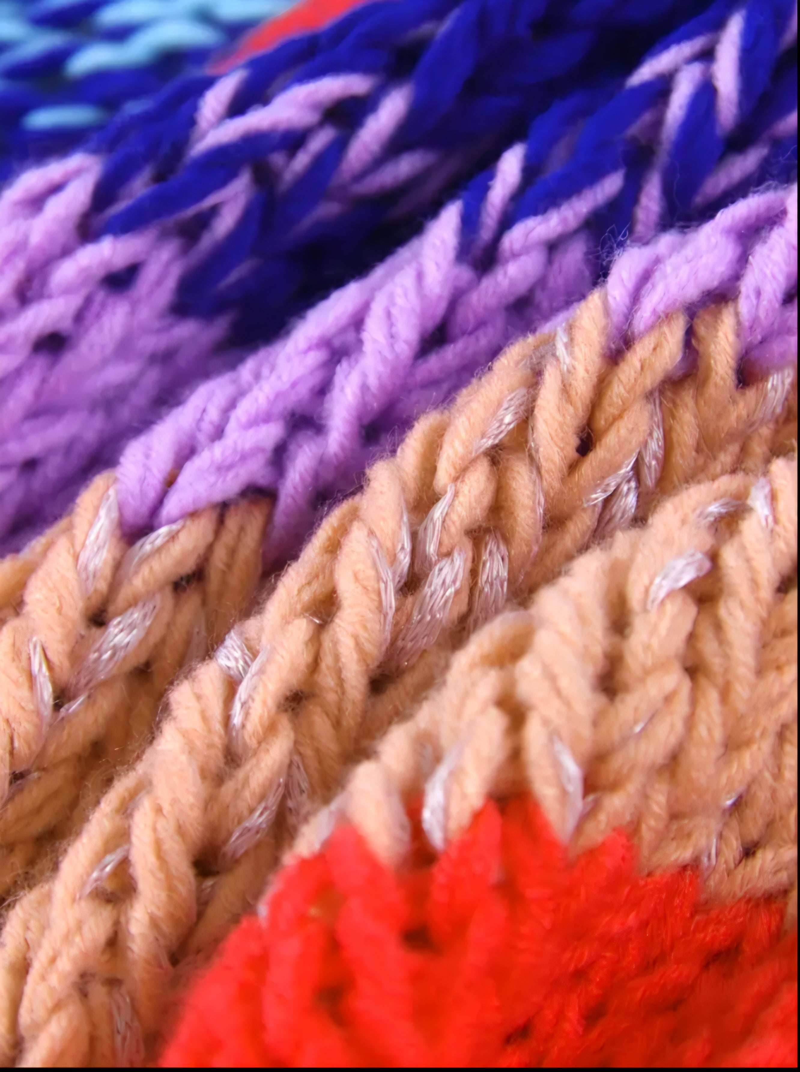 Hand knitted oversized, soft, multicoloured cardigan